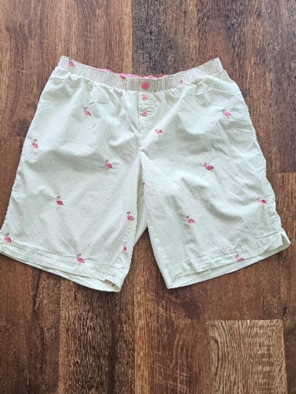 Nick & Nora XXL Embroidered Pink Flamingo Boxer Pajama Shorts PJs